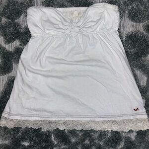 Hollister White Lace-Trim Strapless Bandeau Cami